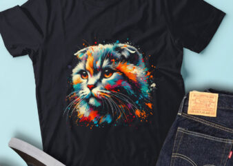 LT39 Colorful Artistic Scottish Fold Cat Splash Art Cat Love t shirt vector graphic