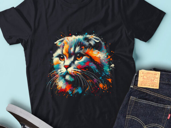 Lt39 colorful artistic scottish fold cat splash art cat love t shirt vector graphic