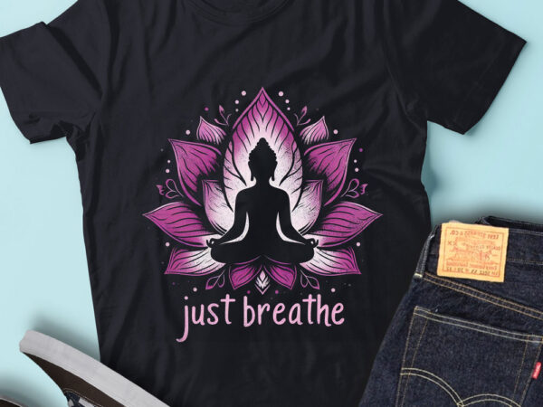 Lt43 just breathe buddha lotus flower meditation yoga t shirt vector graphic