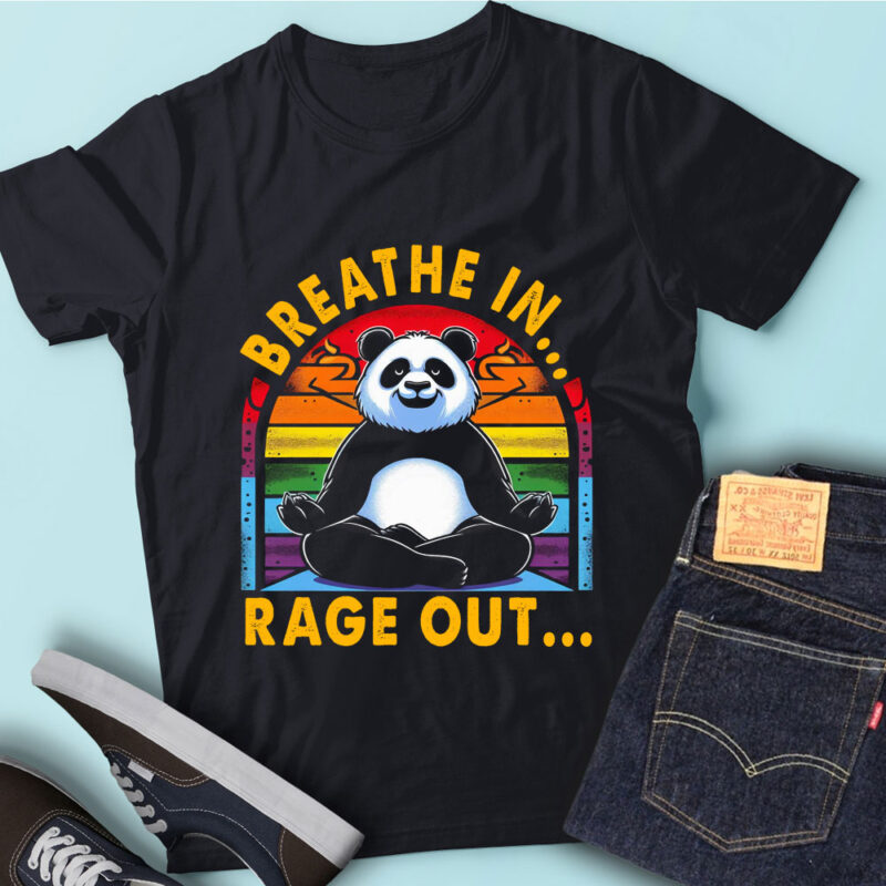 LT50 Breathe In Rage Out Funny Yoga Zen Panda