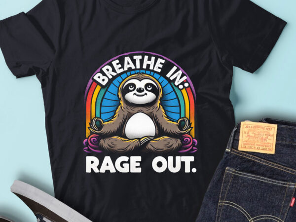 Lt52 yoga sloth breathe in rage out funny yoga spiritual t shirt vector graphic