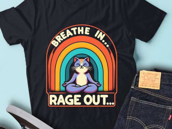 Lt54 breathe in rage out funny cat yoga meditating yoga cat t shirt vector graphic