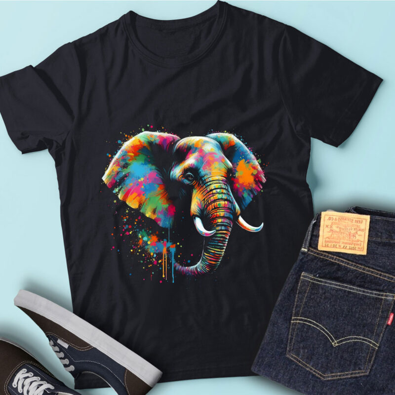 LT56 Colorful Artistic Elephant Vibrant Animal Illustration