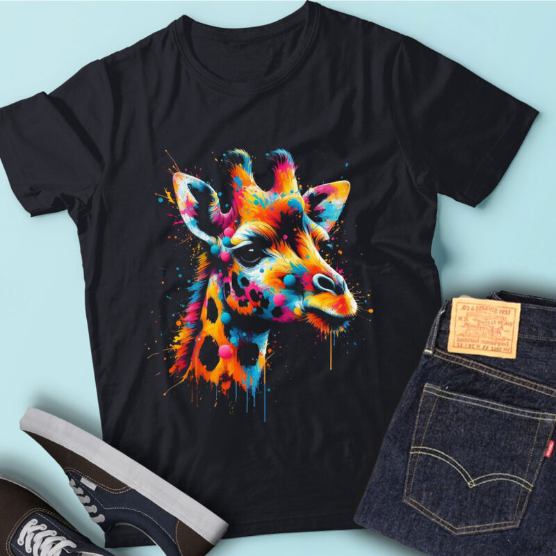 LT58 Cute Colorful Artistic Giraffe Nature Animal Lover