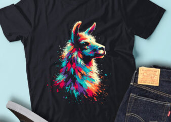 LT64 Colorful Artistic Llama Art Painted Alpaca Cute Animal t shirt vector graphic