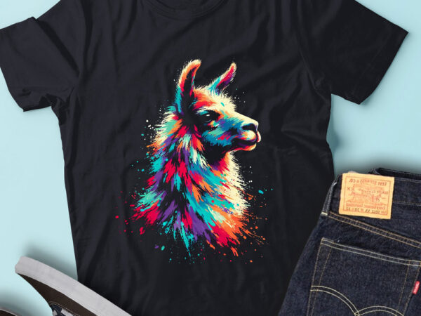 Lt64 colorful artistic llama art painted alpaca cute animal t shirt vector graphic