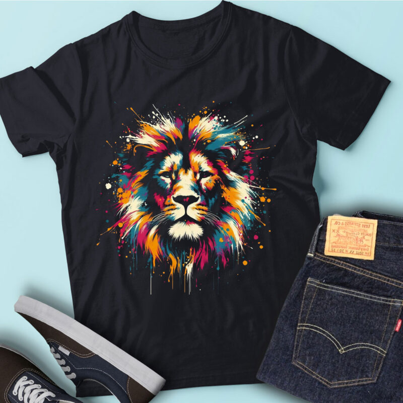 LT65 Colorful Artistic Lion Paint Wildlife Colorful Lion