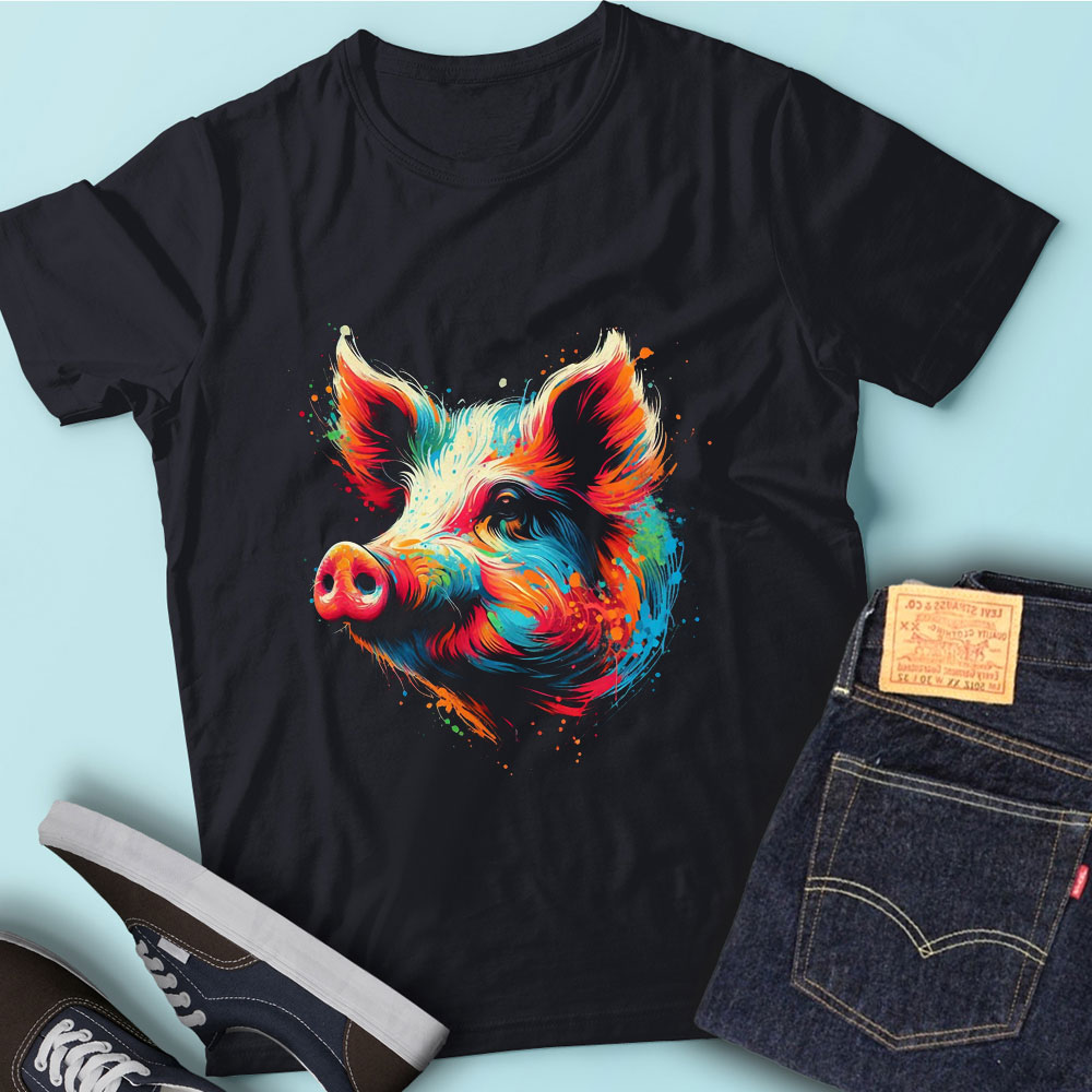 LT67 Colorful Artistic Pig Funny Pig Pet Pop Art Animal - Buy t-shirt ...