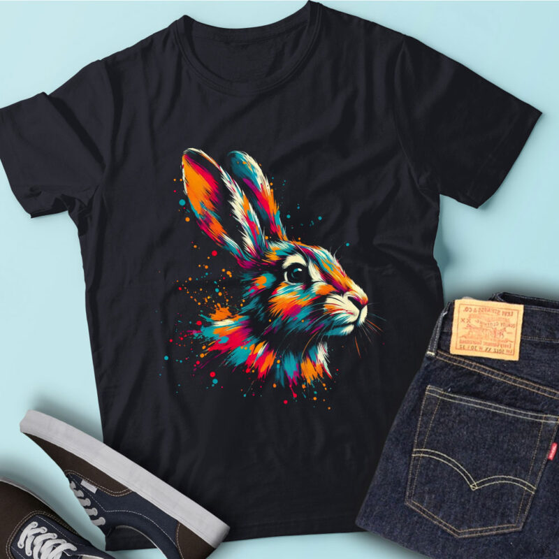 LT70 Colorful Artistic Jack Rabbit Cute Animals Portrait