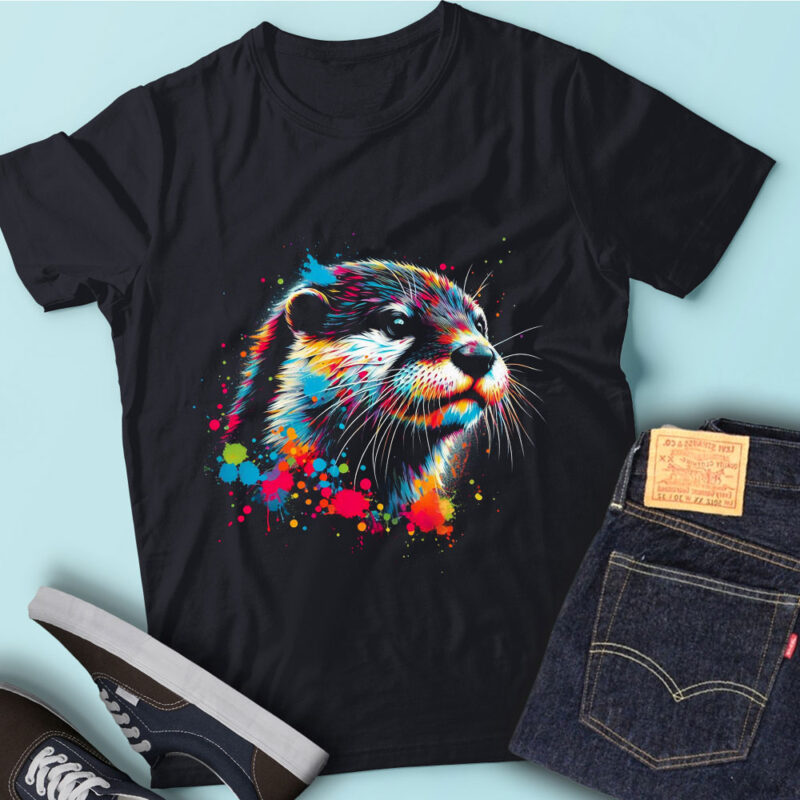 LT71 Colorful Artistic Otter Animal Design Nature Lovers