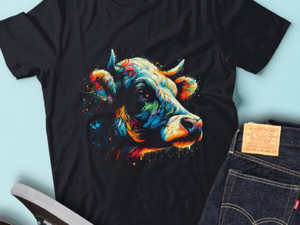 Lt72 colorful artistic cows farm animal art cow portrait t shirt vector graphic