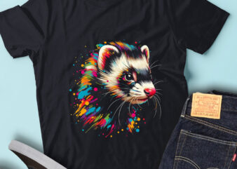 LT77 Colorful Artistic Ferrets Cute Animal Lover Ferret Face t shirt vector graphic