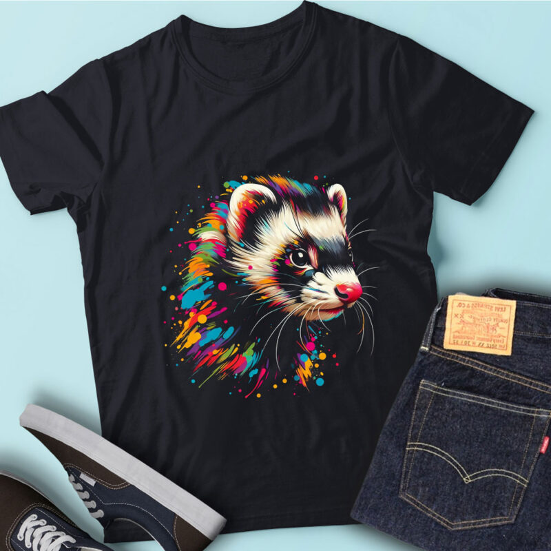 LT77 Colorful Artistic Ferrets Cute Animal Lover Ferret Face