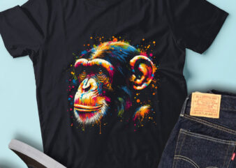 LT88 Colorful Artistic Chimpanzee Splash Art Animal Portrait t shirt vector graphic