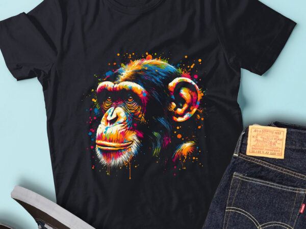 Lt88 colorful artistic chimpanzee splash art animal portrait t shirt vector graphic