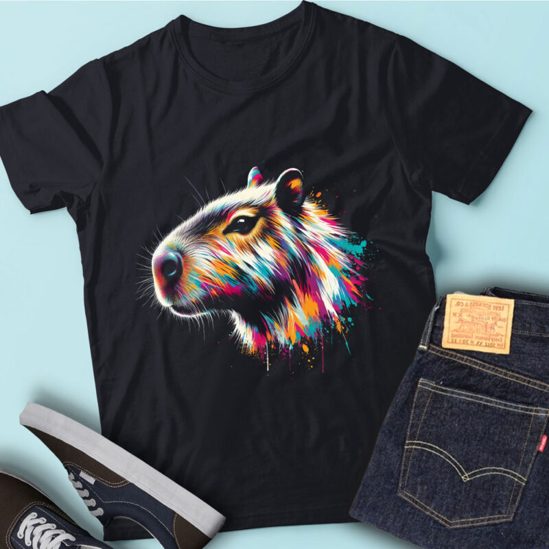 LT89 Colorful Artistic Capybara Painting Rodent Animal Lover