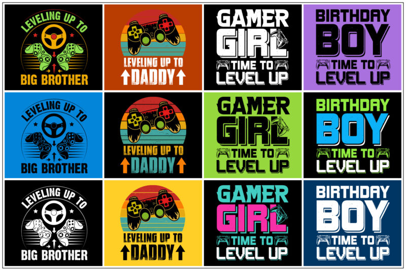 Level up T-Shirt Design Bundle