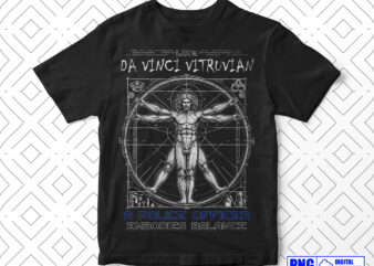 Police Officer Like Da Vinci Vitruvian Man PNG, Leonardo Anatomy with Blue Line Vintage Illustration Clipart, Back the Blue Png, Cop Gifts