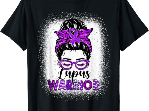 Lupus warrior womens messy bun lupus awareness purple ribbon t-shirt