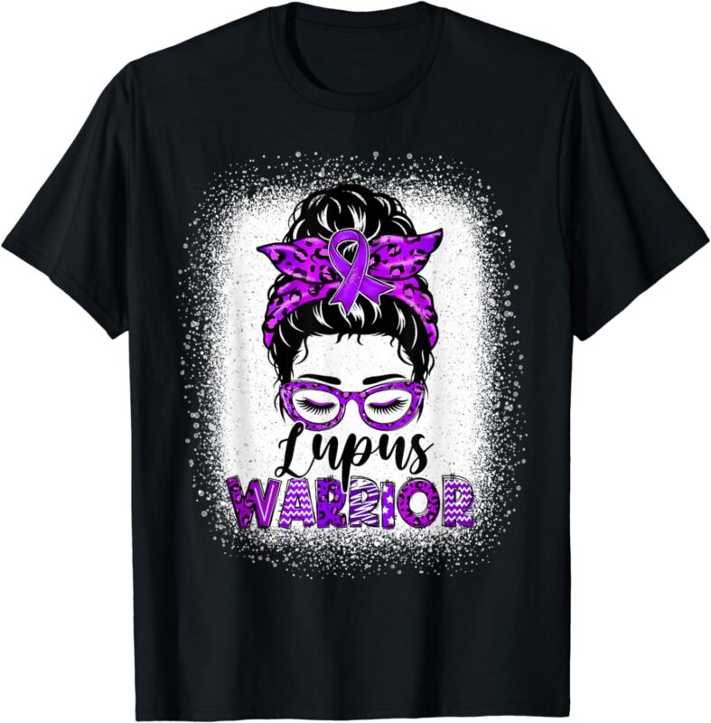 Lupus Warrior Womens Messy Bun Lupus Awareness Purple Ribbon T-Shirt