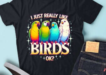 M161 I Just Really Like Birds OK? Parrot Cockatoo Budgerigar t shirt designs for sale