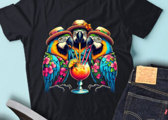 M163 Parrots Drinking Cocktail Hawaiian Colorful Parrots t shirt designs for sale