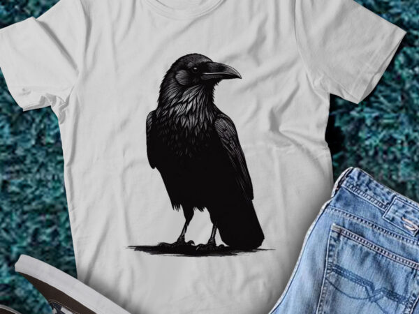 M165 black crow raven bird silhouette t shirt designs for sale