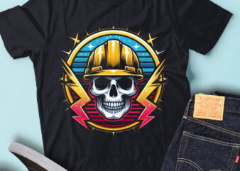 M173 Retro Electrician Skull Funny Electrician Vintage t shirt designs for sale