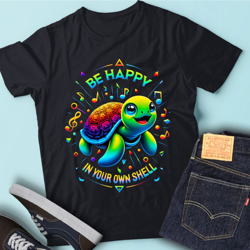 M176 Be Happy In Your Own Shell Autism Awareness Turtle