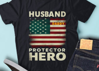 M186 Husband Daddy Protector Hero Fathers Day American Flag t shirt designs for sale