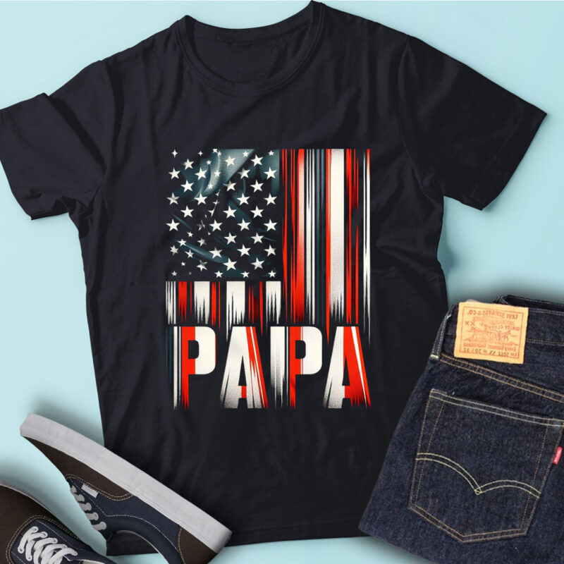 M188 Proud Papa Funny Fathers Day Gifts Dad America USA flag