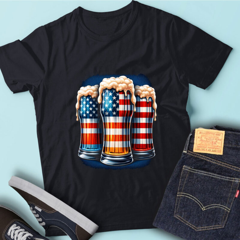 M211 Beer American Flag 4th of July Merica Drinking USA