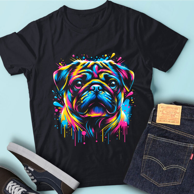 M230 Cute Dog Colorful Artistic Pug Pet Animal Lover