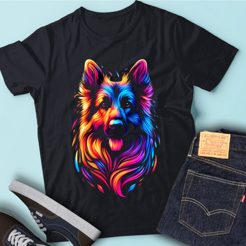 M233 Colorful Artistic German Shepherd Cute Artistic Dog