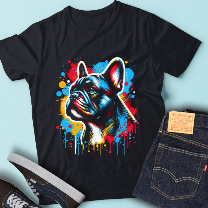 M235 New Colorful Artistic French Bulldogs Funny Pet