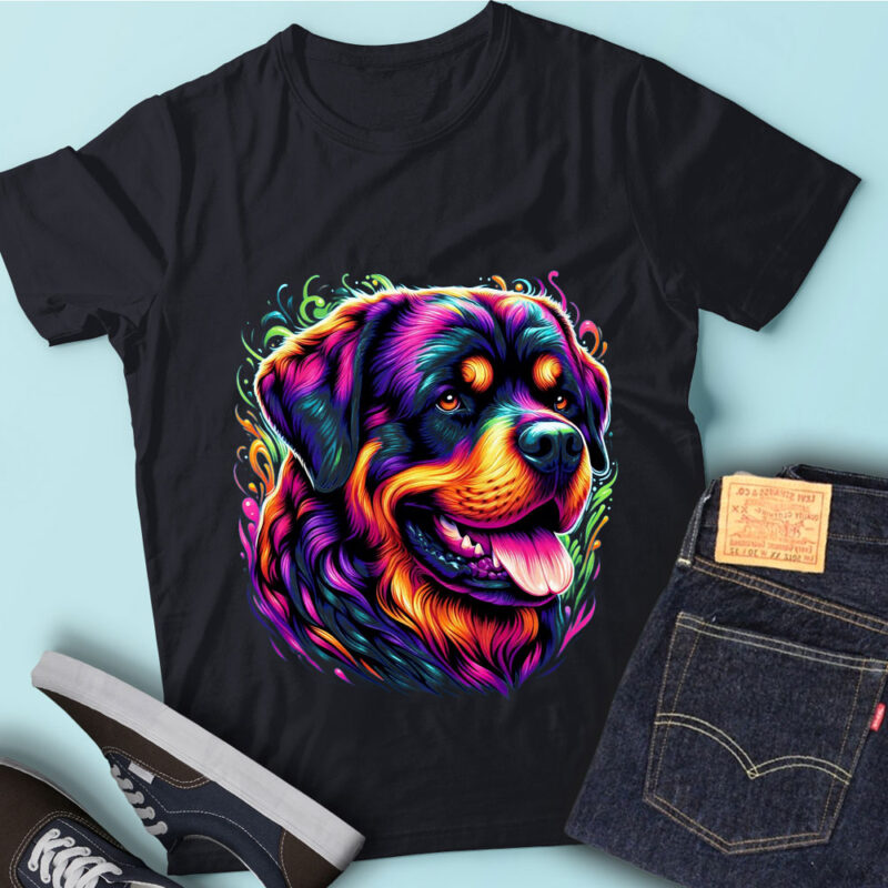 M236 Colorful Artistic Rottweilers Pet Cute Portrait