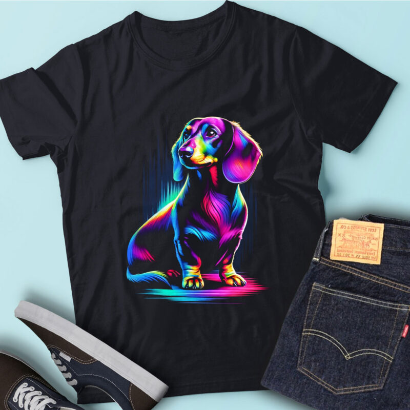 M238 Colorful Artistic Dachshunds Dog Cute Portrait