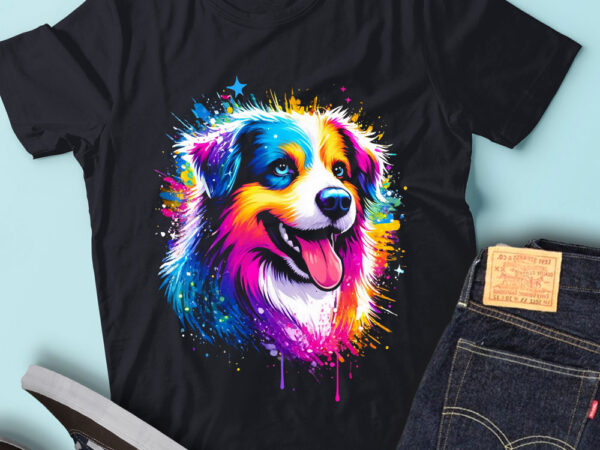 M241 colorful artistic australian shepherds cute pet t shirt designs for sale