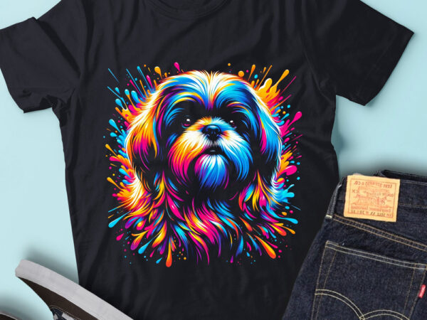 M249 colorful artistic shih tzu funny shih tzu portrait t shirt designs for sale