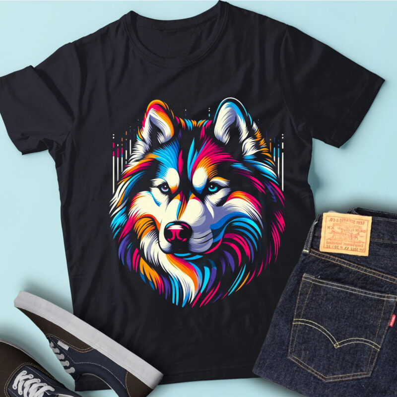 M252 Colorful Artistic Siberian Huskies Dog Huskies Owner