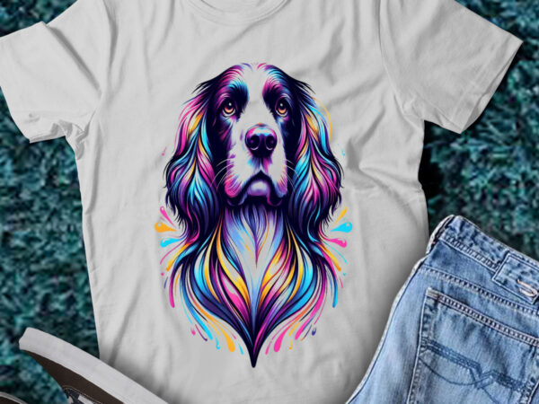 M255 colorful artistic english springer spaniels cute dog t shirt designs for sale