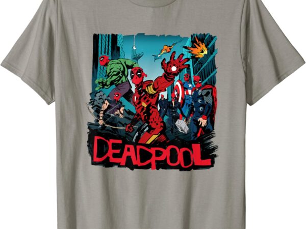 Marvel deadpool & wolverine avengers assemble like deadpool t-shirt