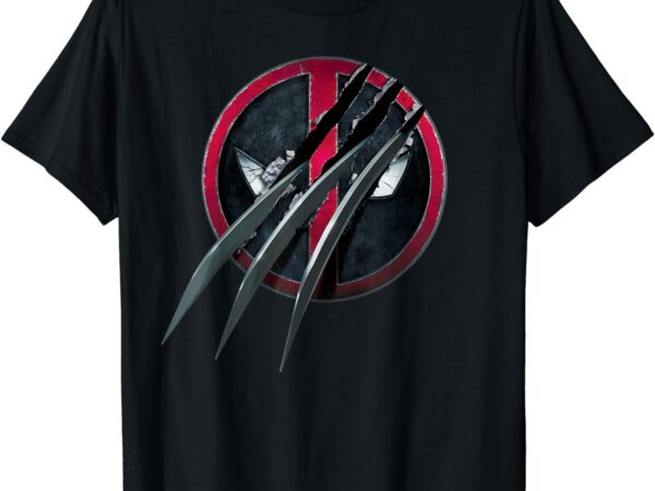 Marvel studios deadpool & wolverine slashed icon with claws t-shirt