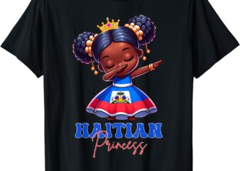 Melanin Haitian Princess Haiti Flag Black Girls T-Shirt