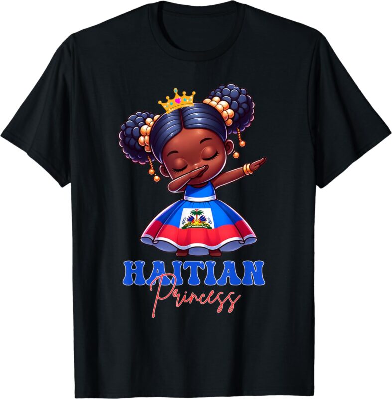 Melanin Haitian Princess Haiti Flag Black Girls T-Shirt