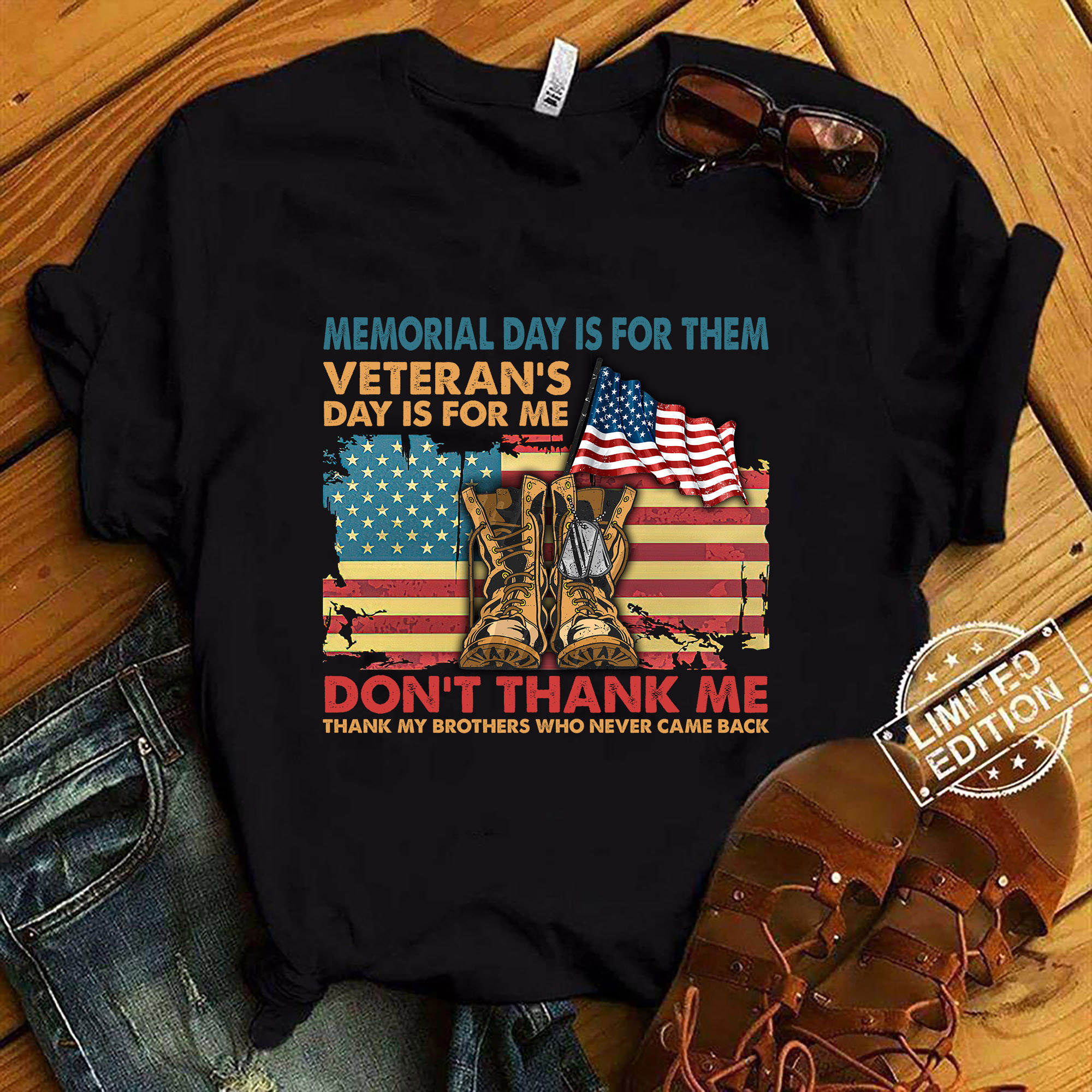 Memorial Day Is For Them Veteran_s Day Is For Me USA Flag T-Shirt ltsp -  Buy t-shirt designs