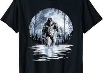 Mens Women Bigfoot Shirt Moon Lunar Shirt Sasquatch T-Shirt