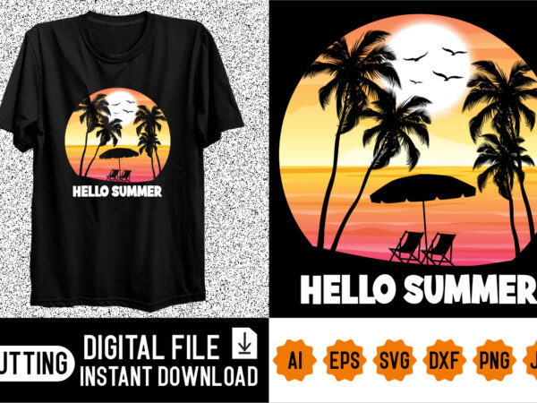 Hello summer shirt design print template