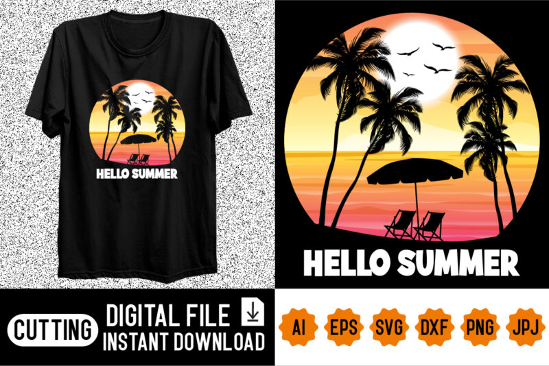 Hello Summer Shirt design print template