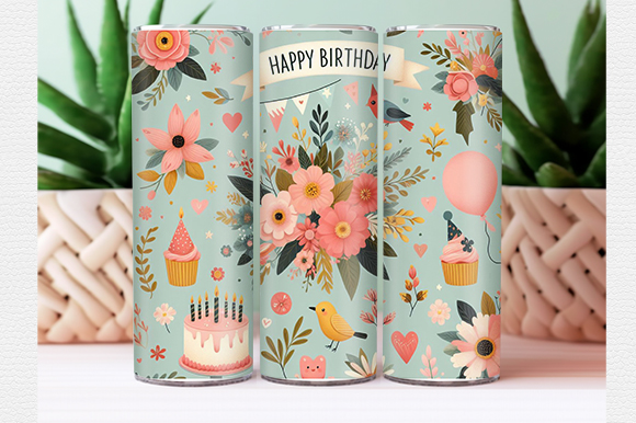 Birthday tumbler wrap t shirt template